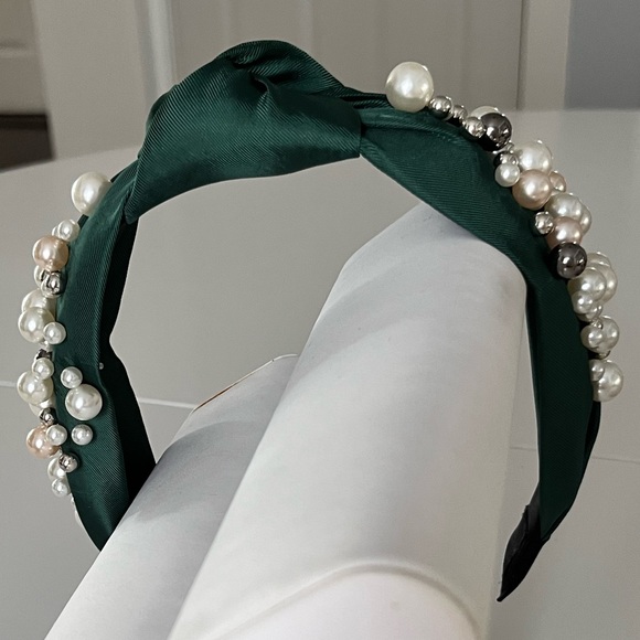 Pearl HEADBAND | NEW! | Knotted ~ GREEN COLOR! - Picture 6 of 9
